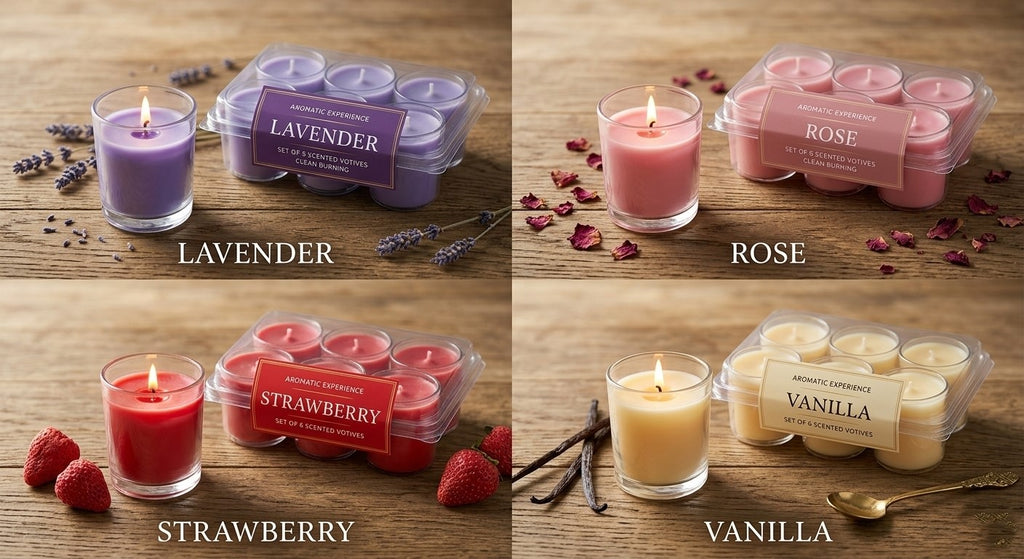 Scented Candle in Votive Glass, Set of 6